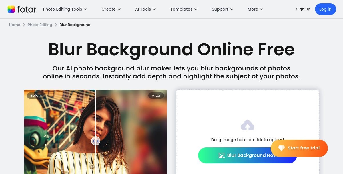 Fotor Blur Background Tool