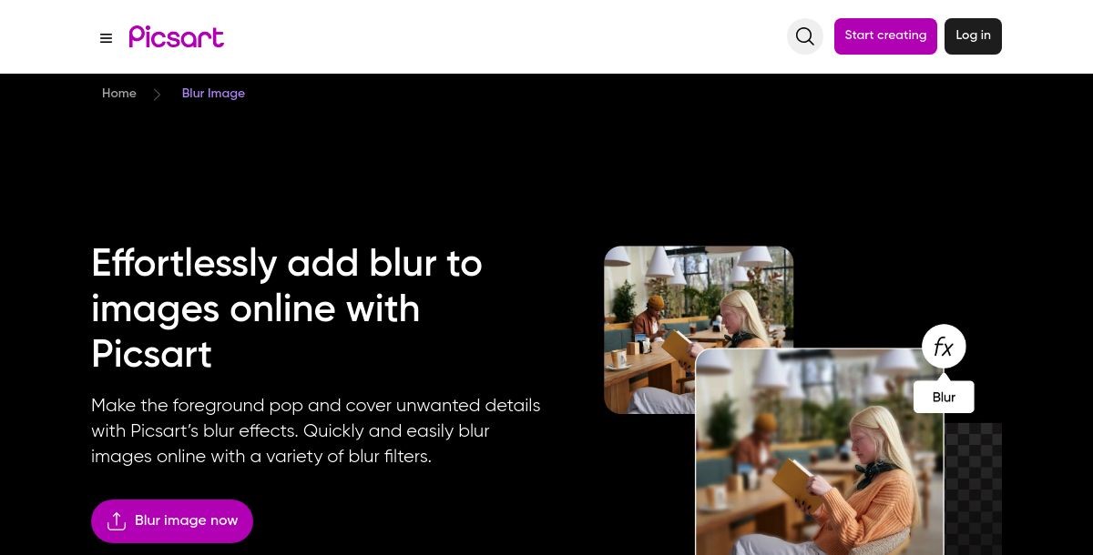 Picsart Blur Image Tool