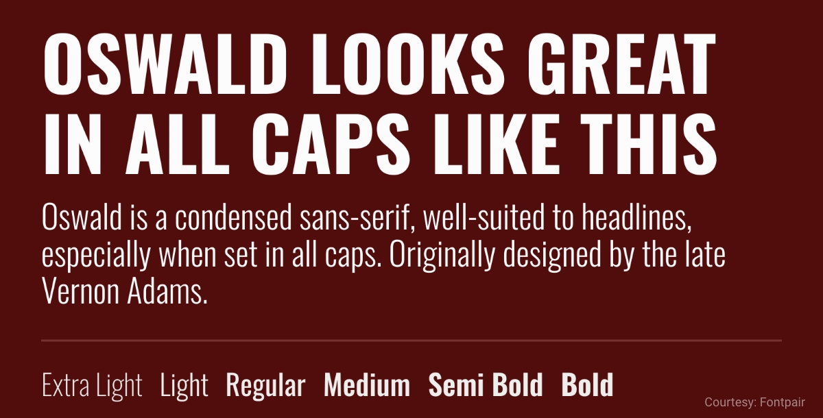Free Minimalist Font Oswald
