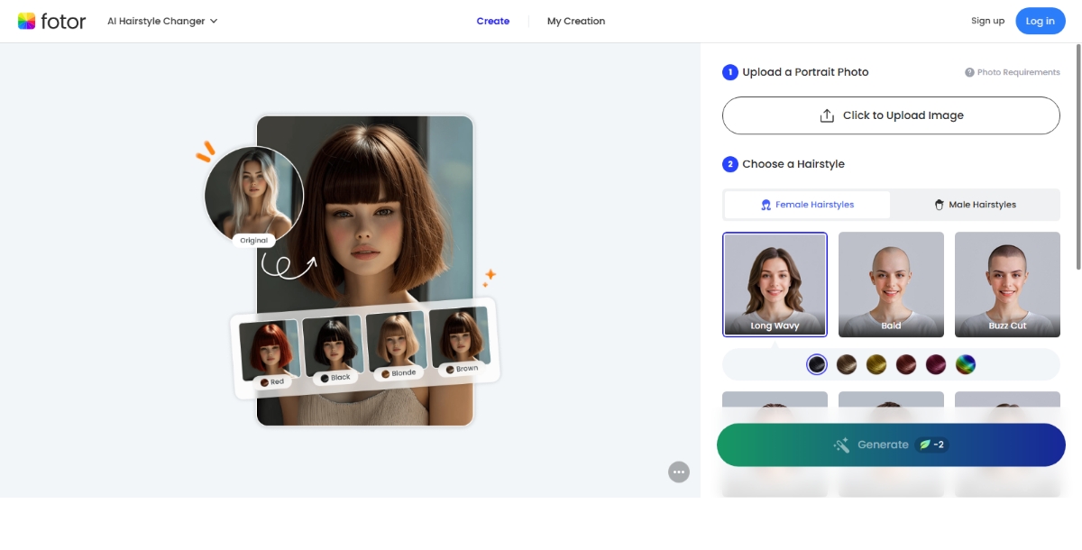 Fotor AI Hairstyle Changer