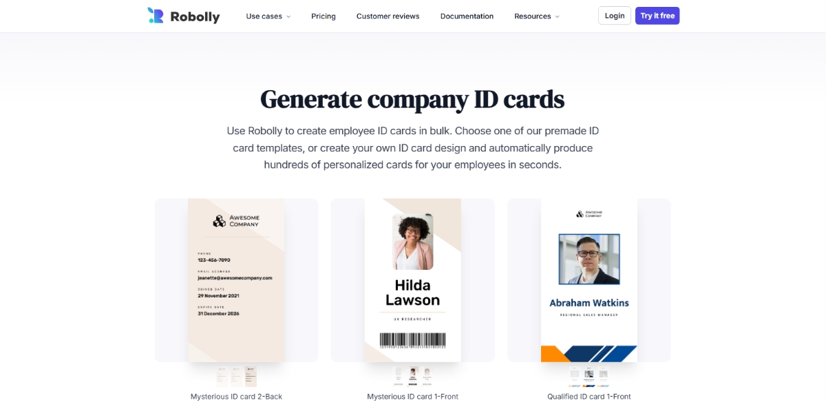 Best AI ID Card Generator Tools - Robolly