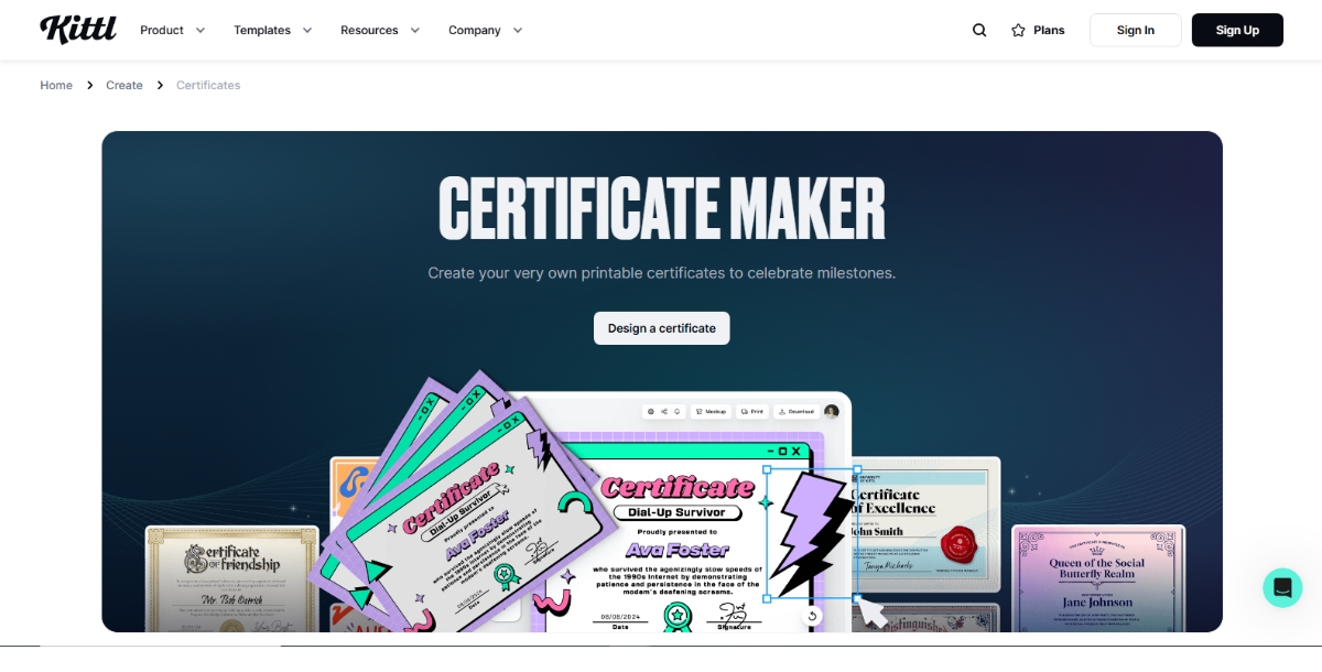 Kittl - Best AI Certificate Generator Tools