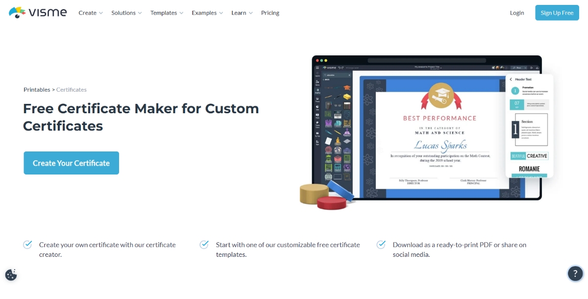 Visme - Best AI Certificate Generator Tools
