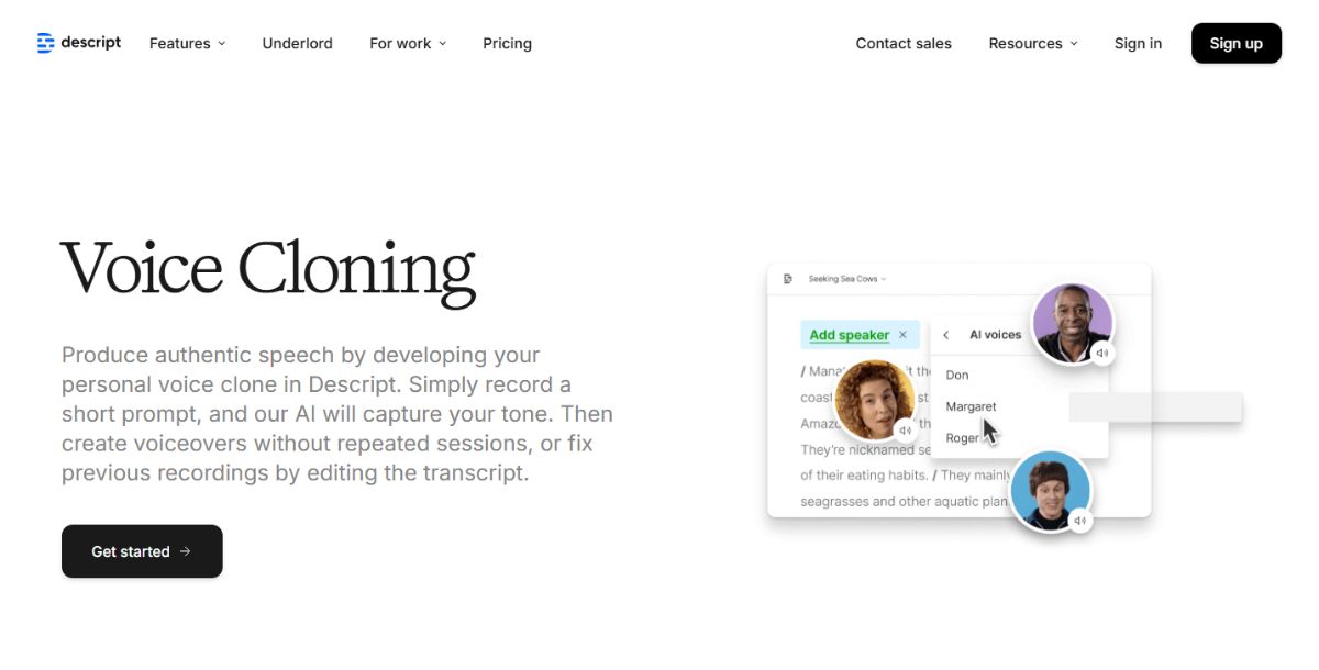 Descript - Best AI Voice Cloning Tool
