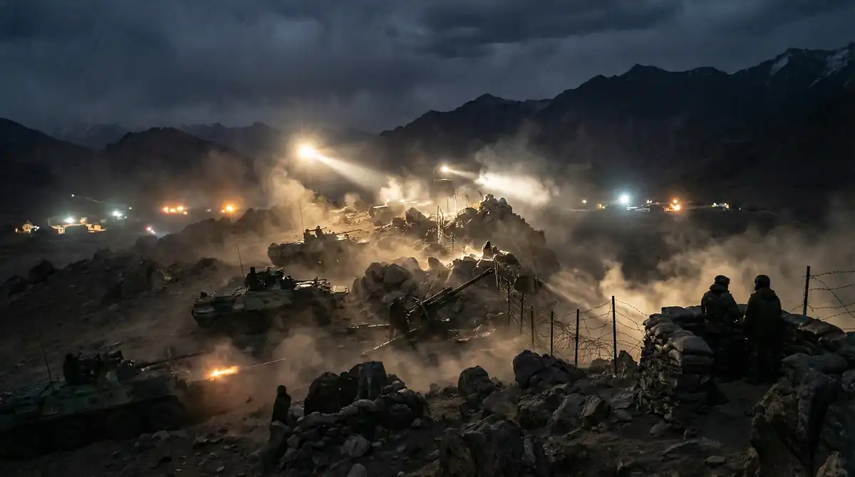 Border Standoff at Night