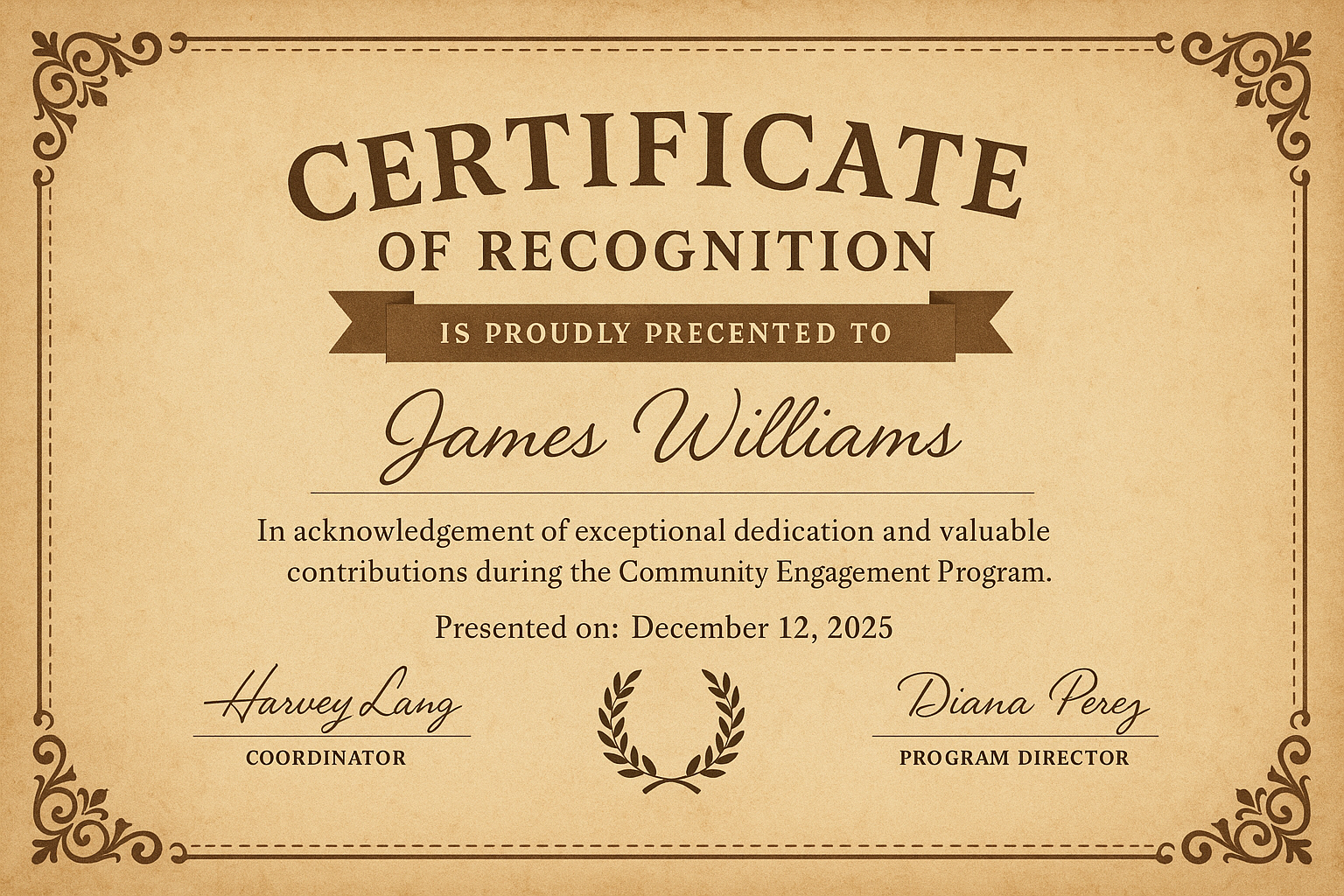Student achievement certificate