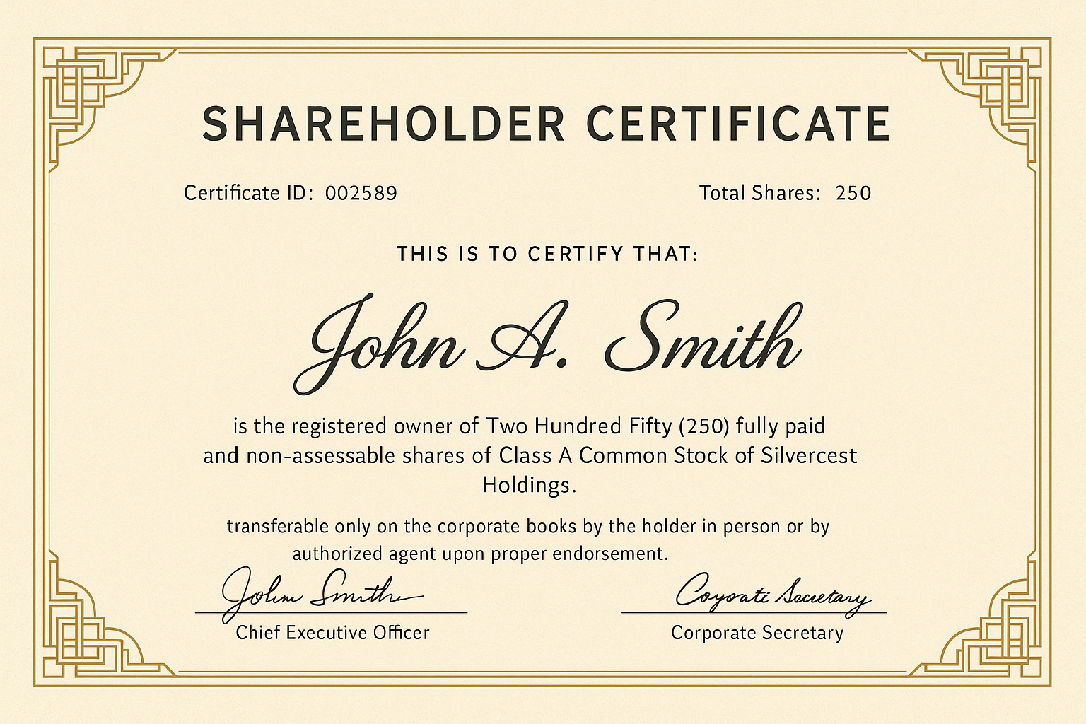 Employee excellence certificate
