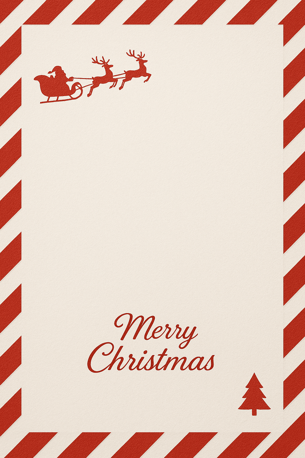 Santa and penguin Christmas background – red festive design with snow and ornaments, portrait layout