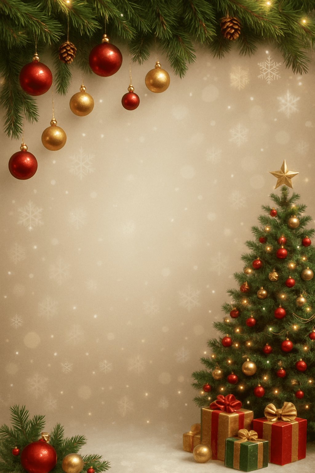 Candy-cane border Christmas background – minimal red and white modern holiday frame, portrait layout