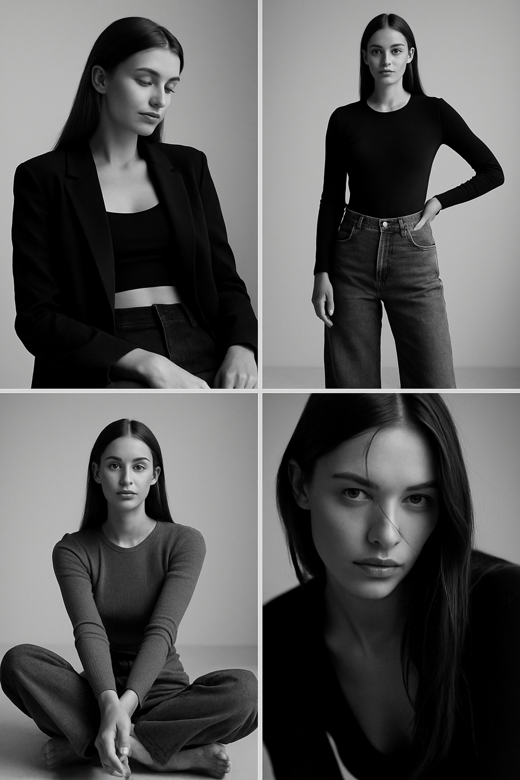 Black and white fashion portrait collage