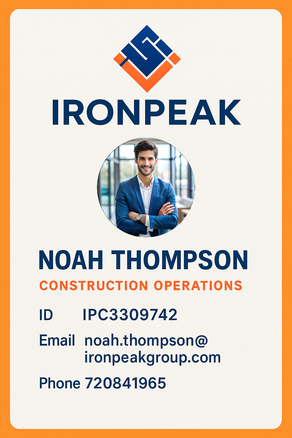 Generate an employee ID for Noah Thompson at IronPeak Construction Group