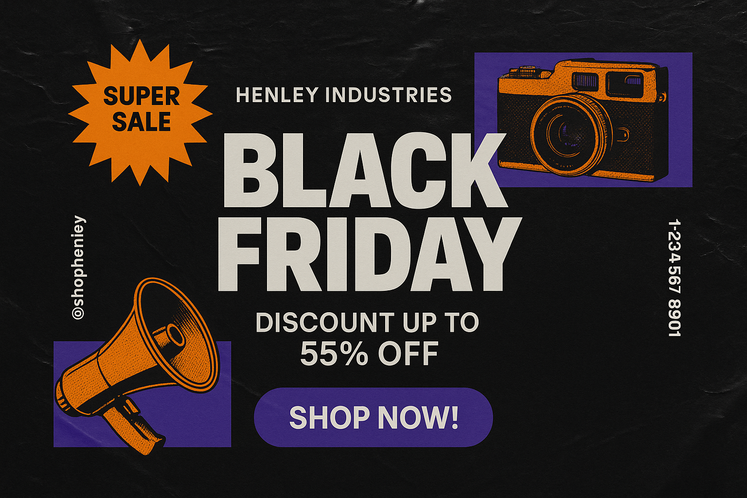 Modern tech-inspired Black Friday card with geometric design and starburst badge