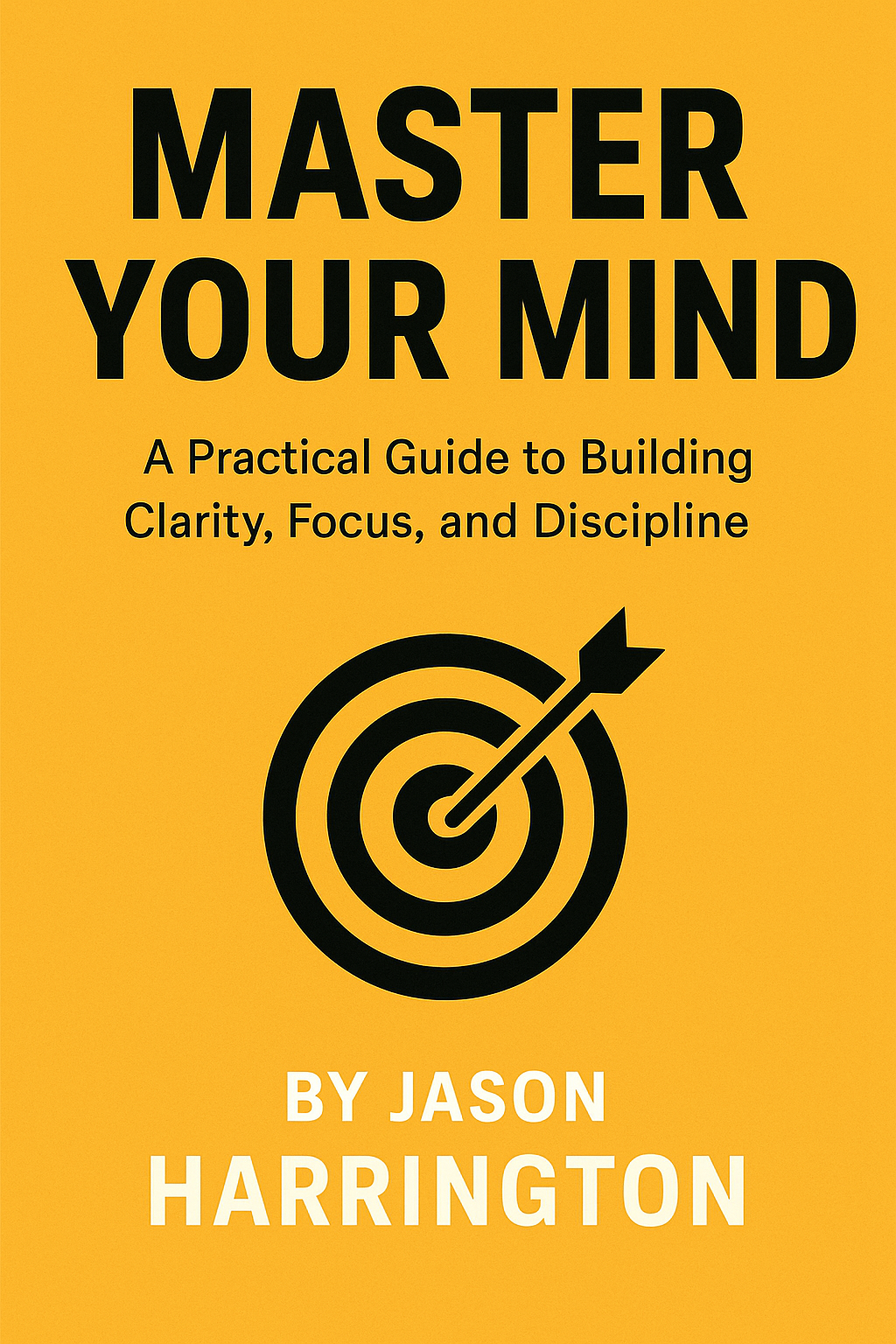 Book cover 'Master Your Mind' yellow-orange with target icon.