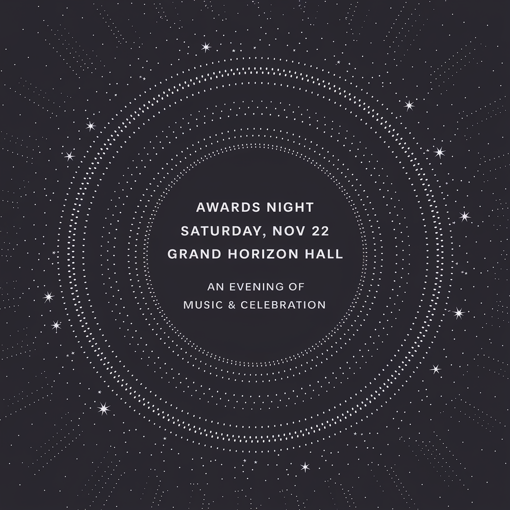 Starry cosmic invitation design for Awards Night.