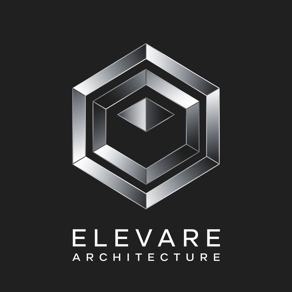 Elevare Architecture logo with 3D hexagonal and triangular shapes.
