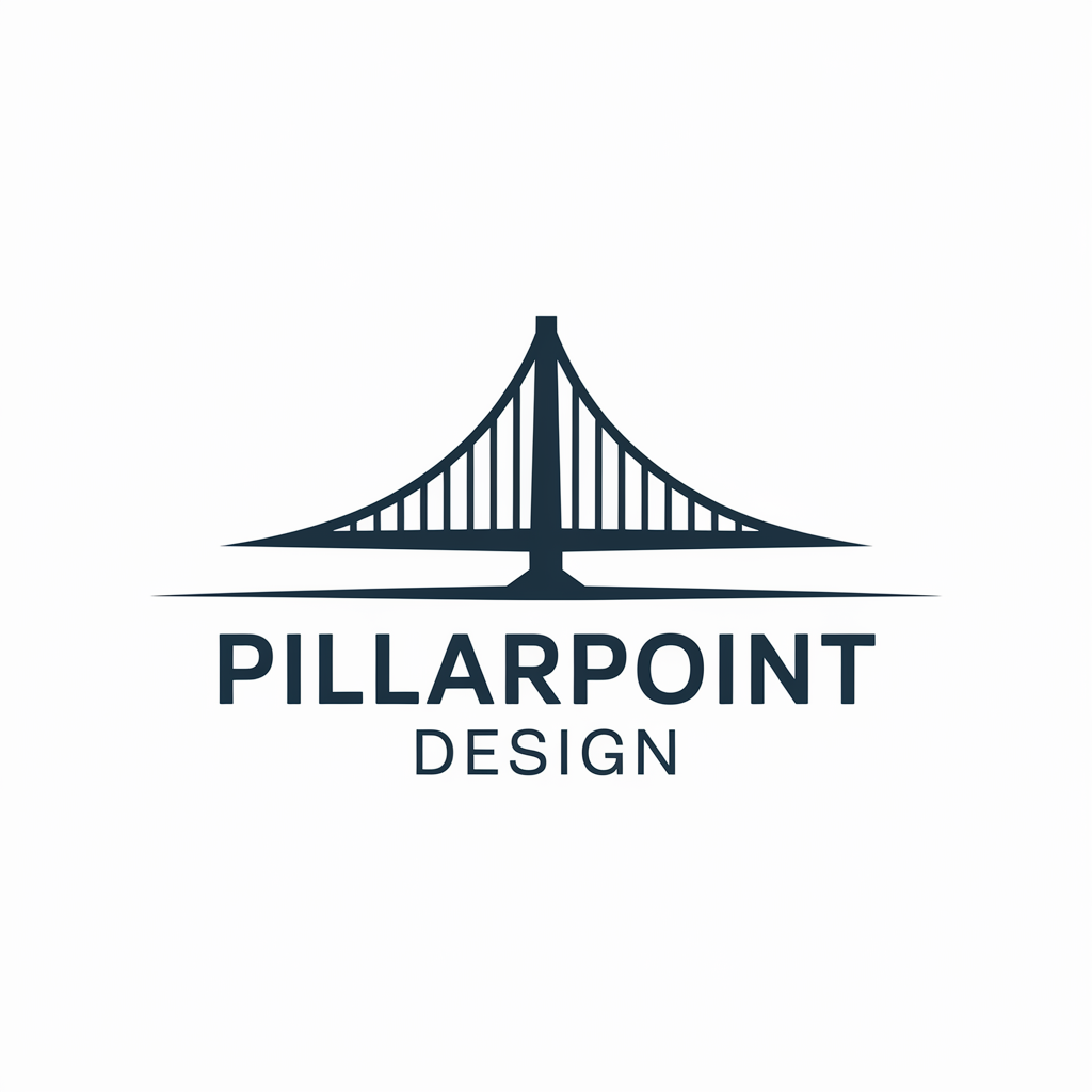 PillarPoint Design logo with geometric suspension bridge outline.