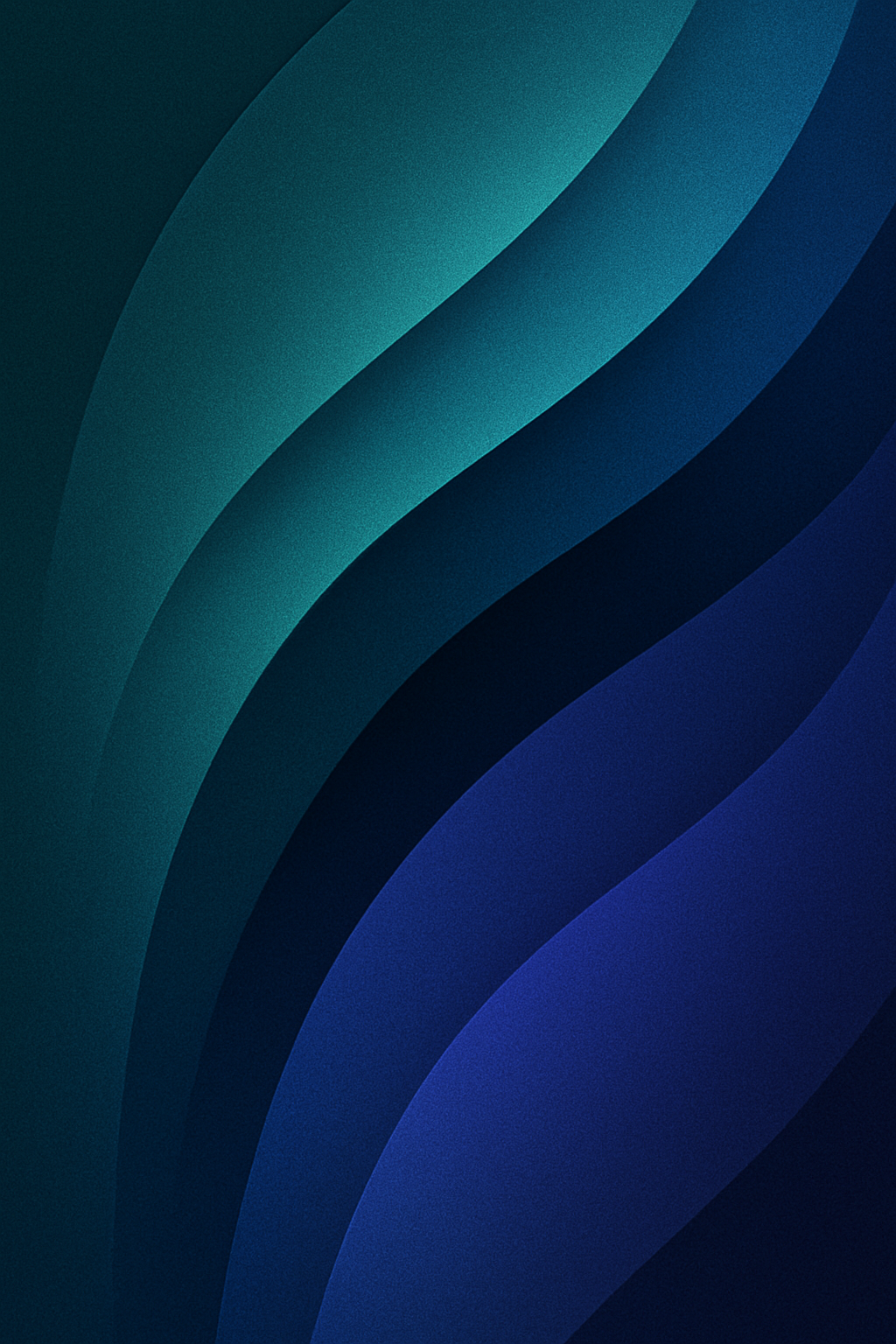 Create a high-resolution abstract background in portrait orientation featuring smooth, sweeping curved shapes layered with subtle textured gradients. modern color palette of your choice, such as deep teal and aqua, royal blue and violet, or gold and black. Ensure the colors blend seamlessly, with soft shading and a tactile, grainy texture that adds depth without distracting from UI elements. Keep the overall design sleek, futuristic, and minimal, optimized for use in mobile app interfaces and wallpapers.