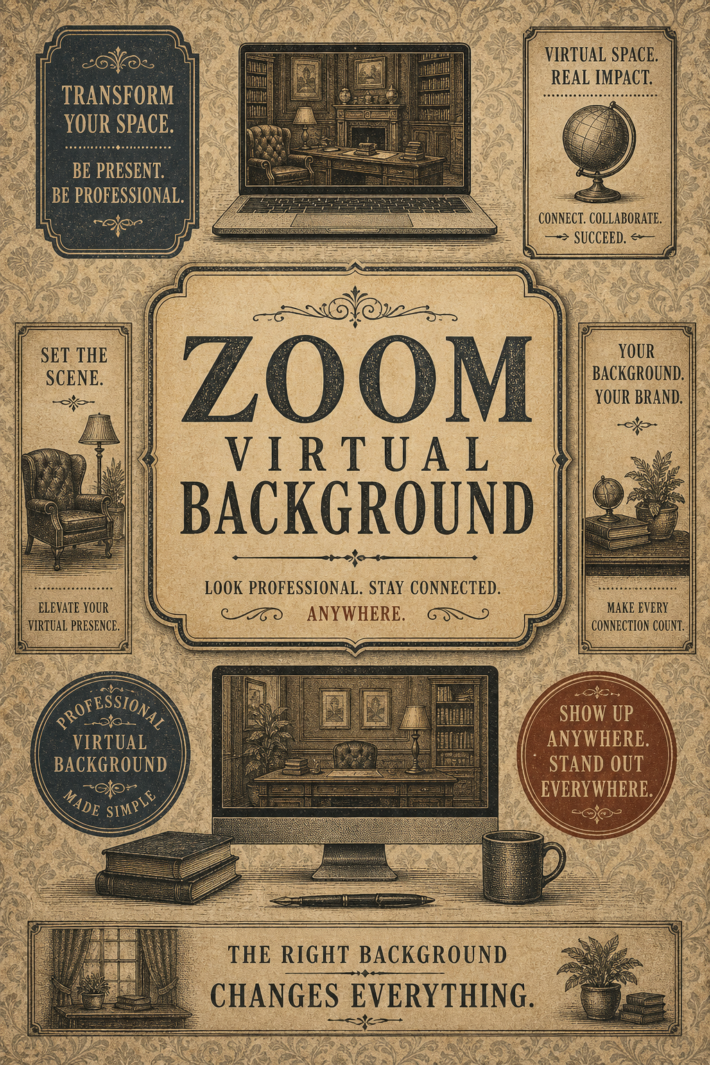 Zoom Virtual Background — vintage style background image