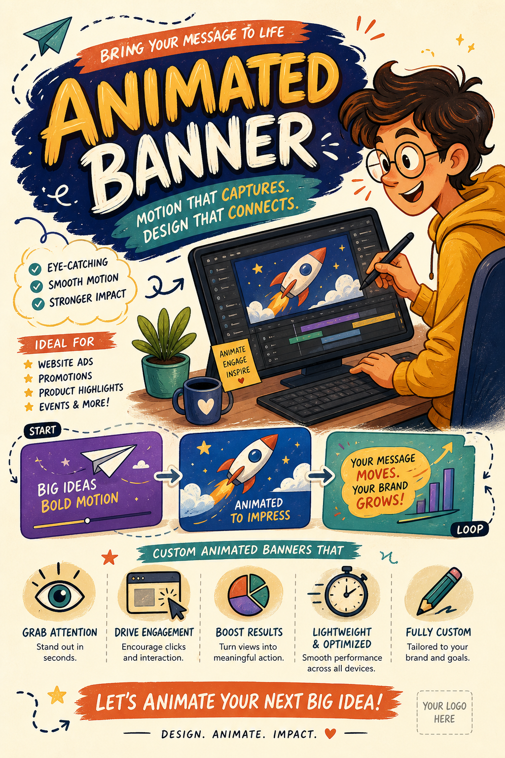 Animated Banner — illustration style web banner