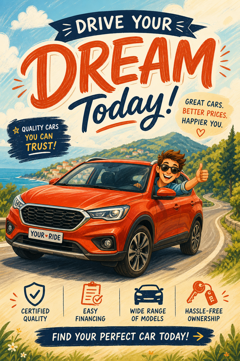 Car Banner — illustration style web banner