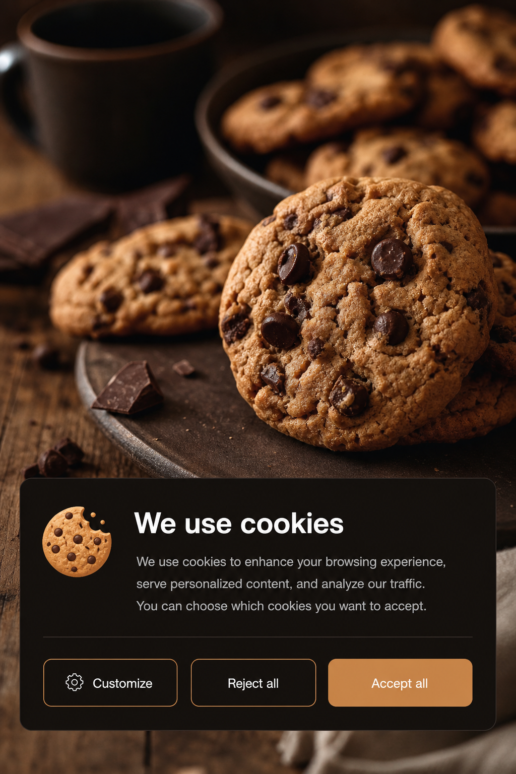 Cookie Banner — photo-realistic style web banner