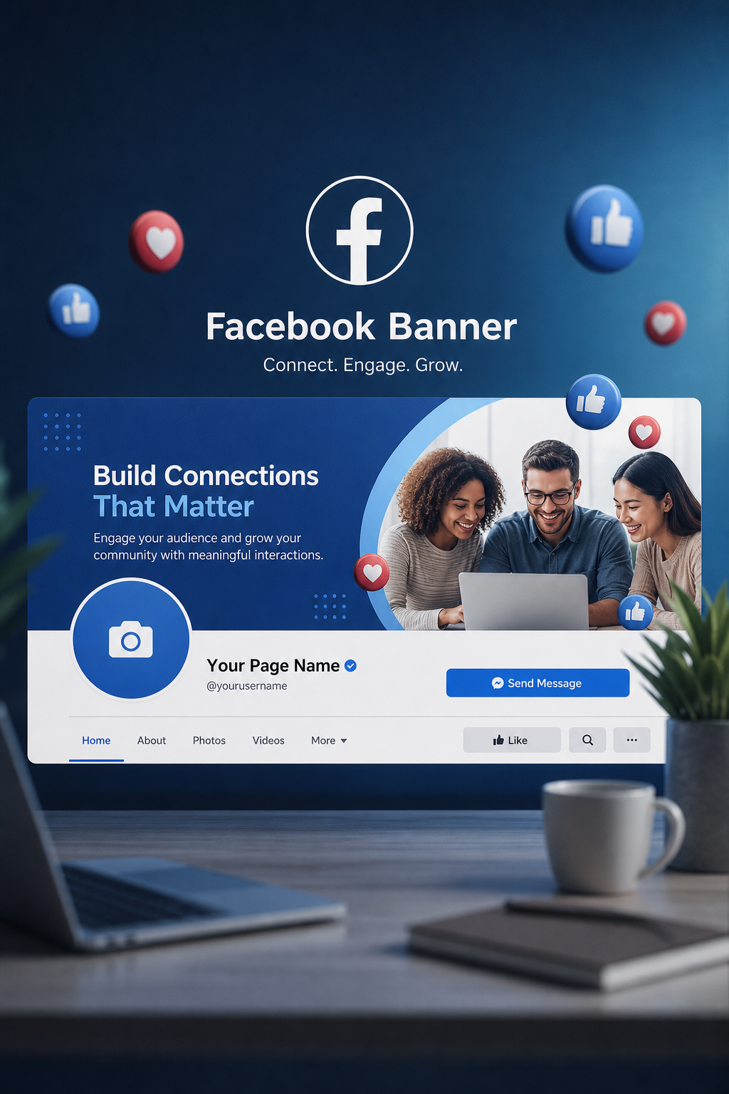 Facebook Banner — photo-realistic style web banner