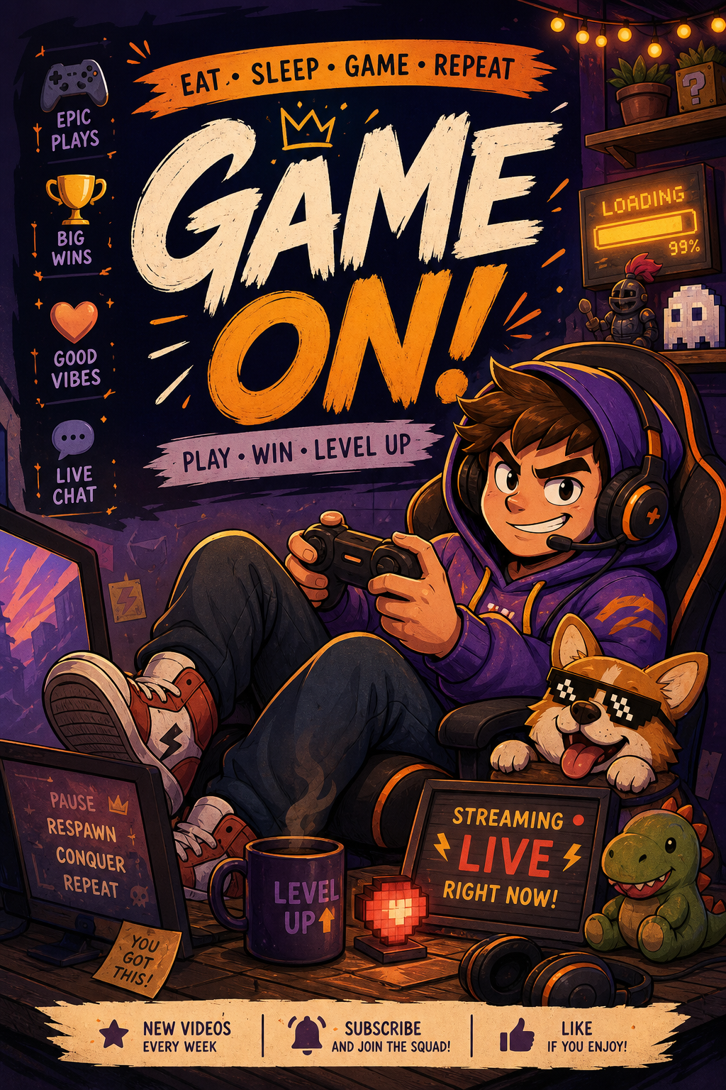 Gaming Banner — illustration style web banner