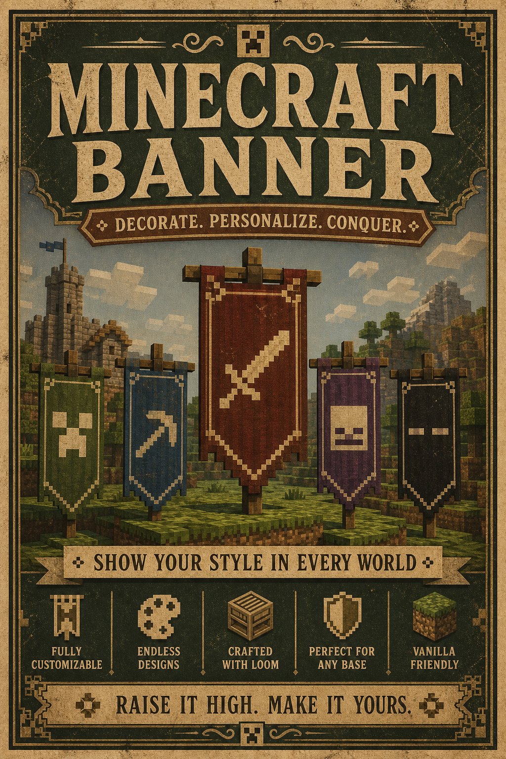 Minecraft Banner — vintage style web banner