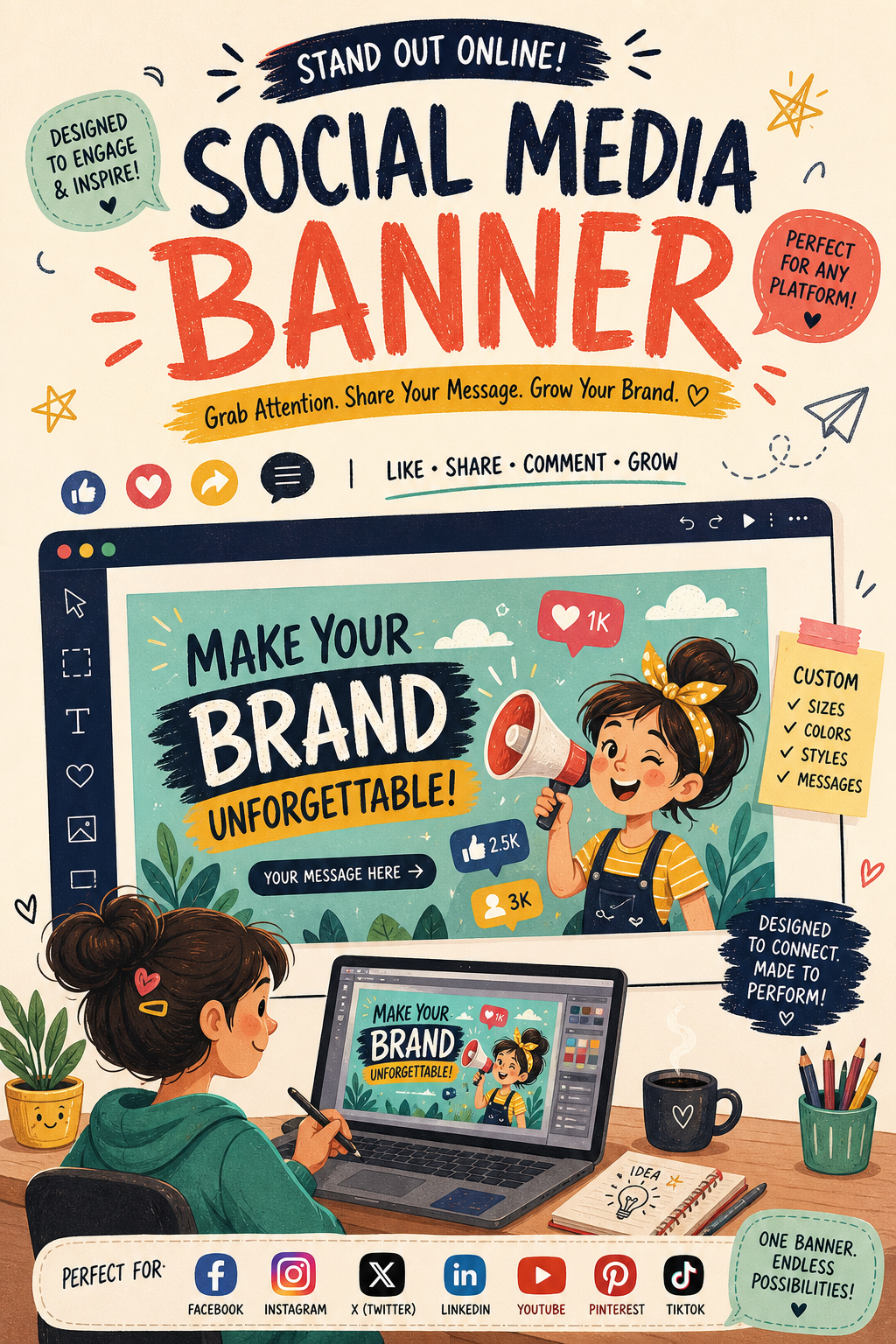 Social Media Banner — illustration style web banner