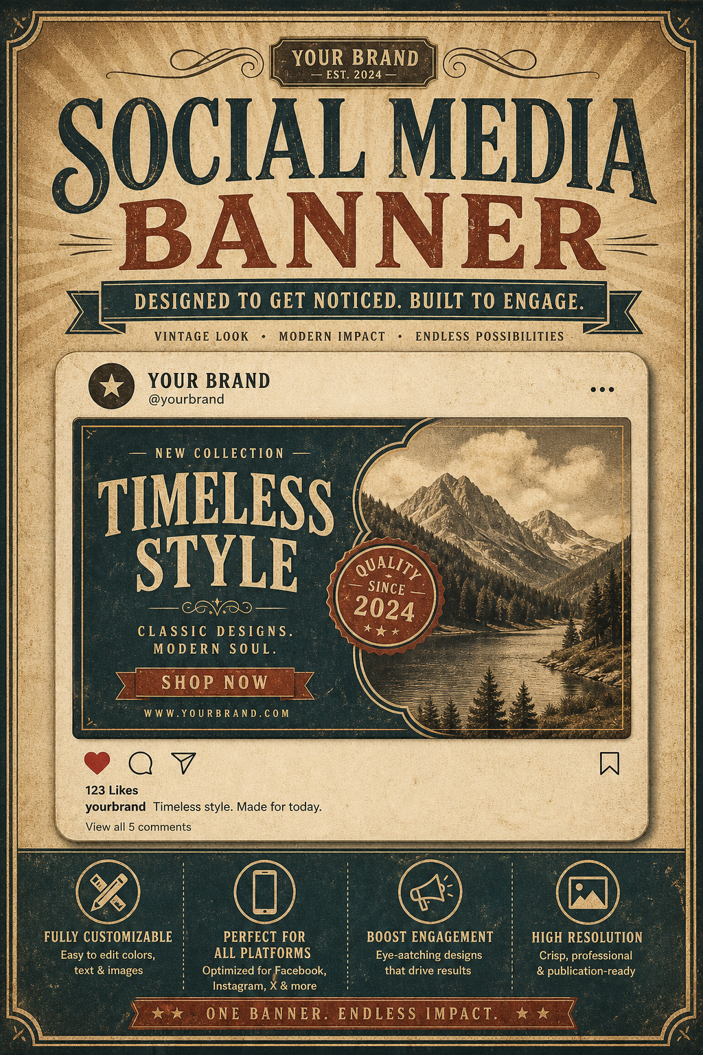 Social Media Banner — vintage style web banner