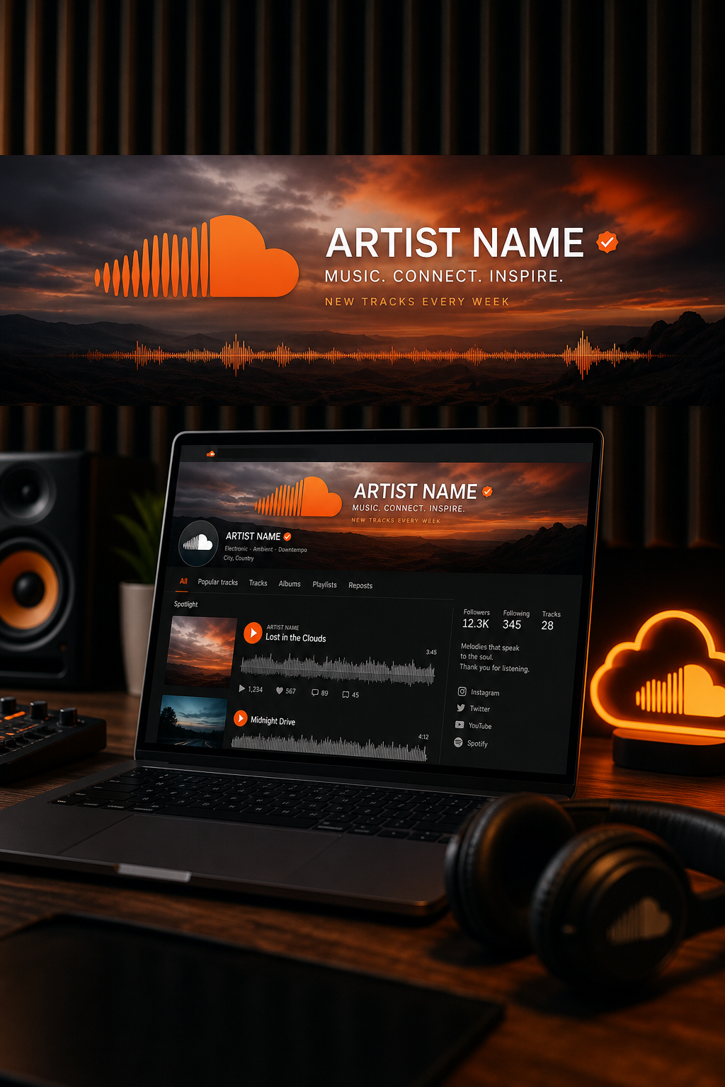 SoundCloud Banner — photo-realistic style web banner