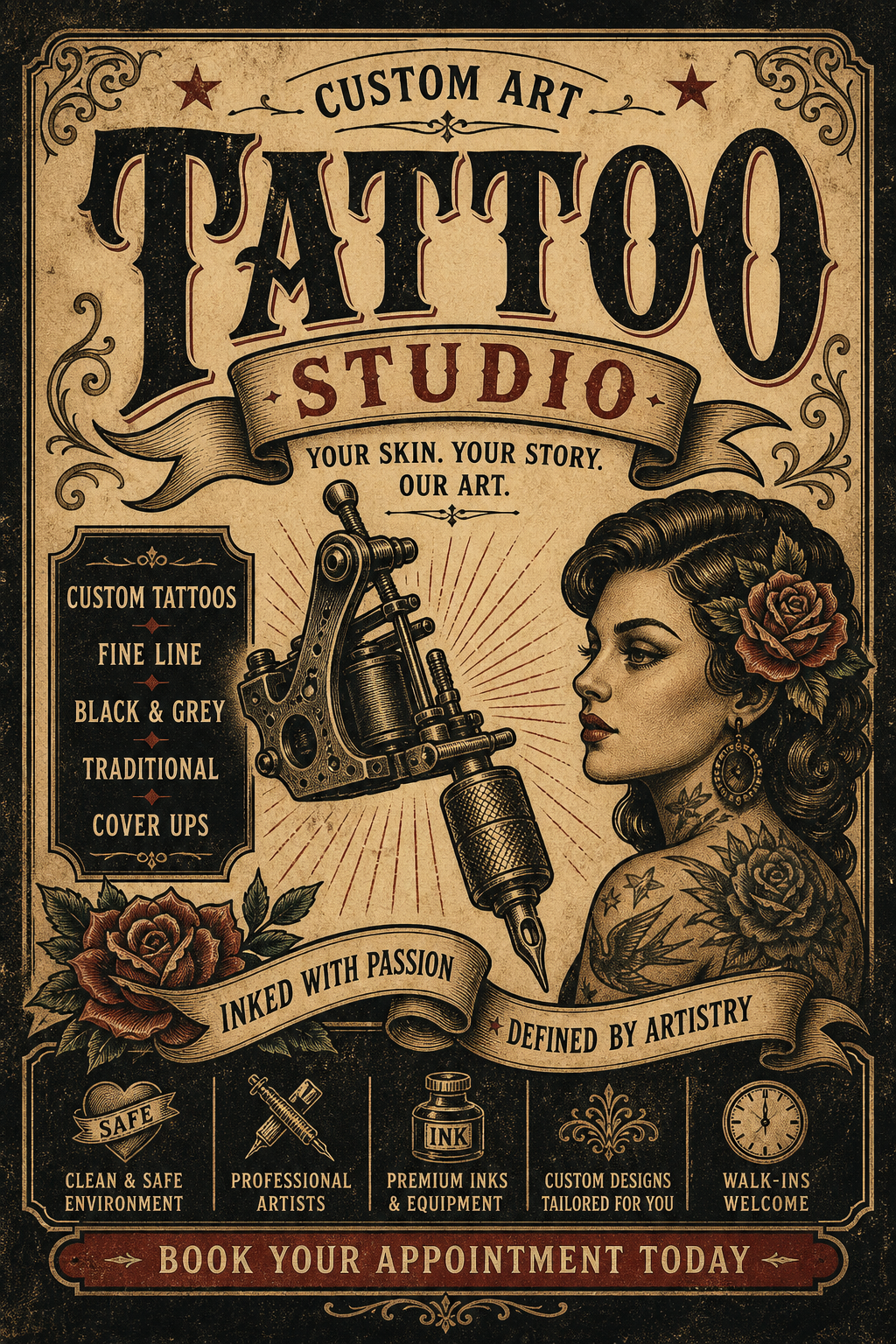 Tattoo Banner — vintage style web banner