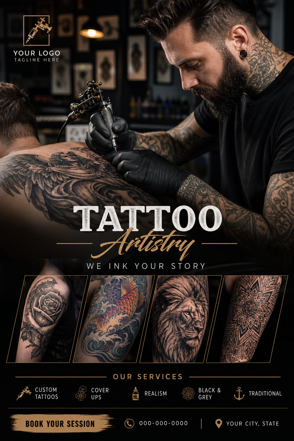 Tattoo Banner — photo-realistic style web banner