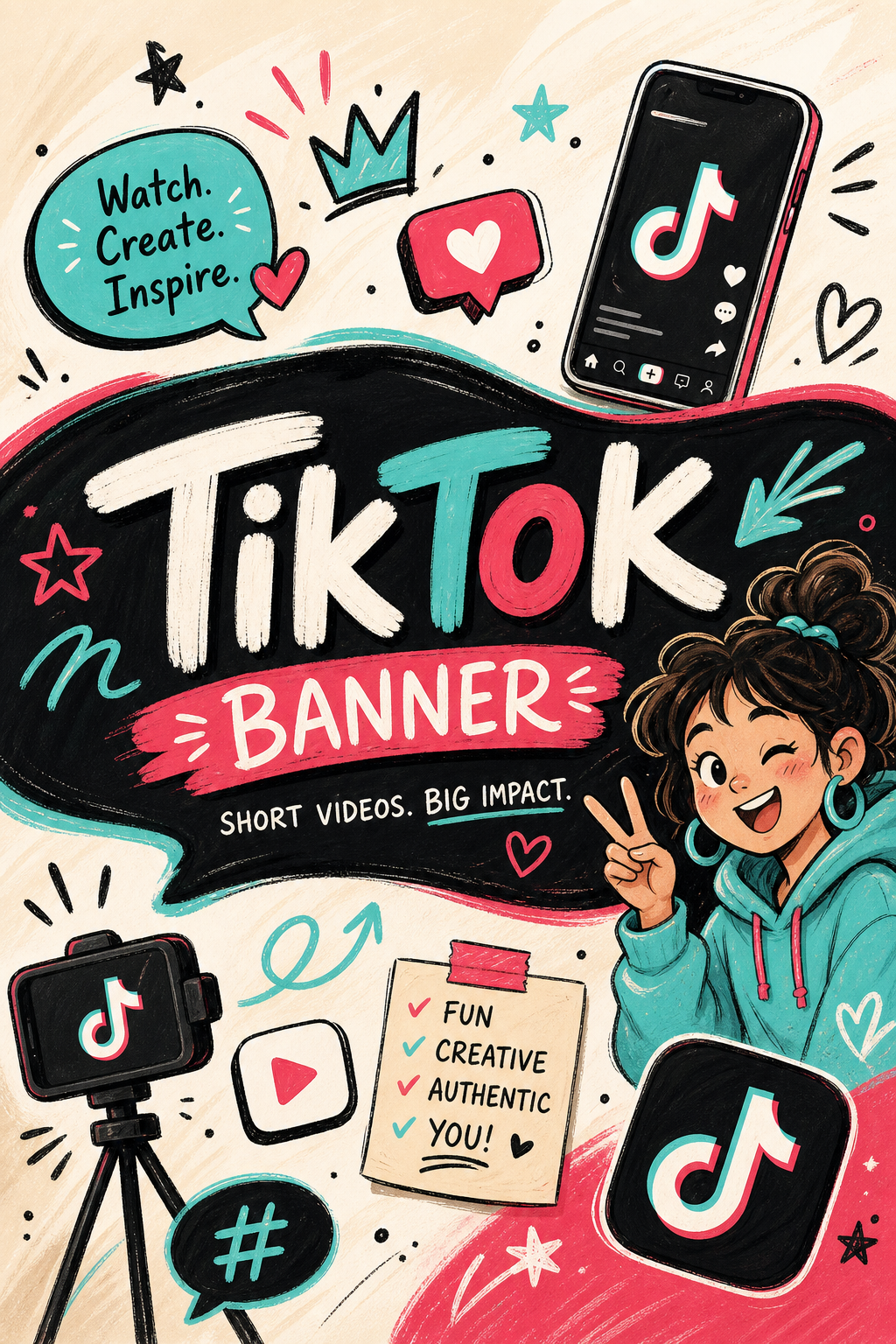 TikTok Banner — illustration style web banner