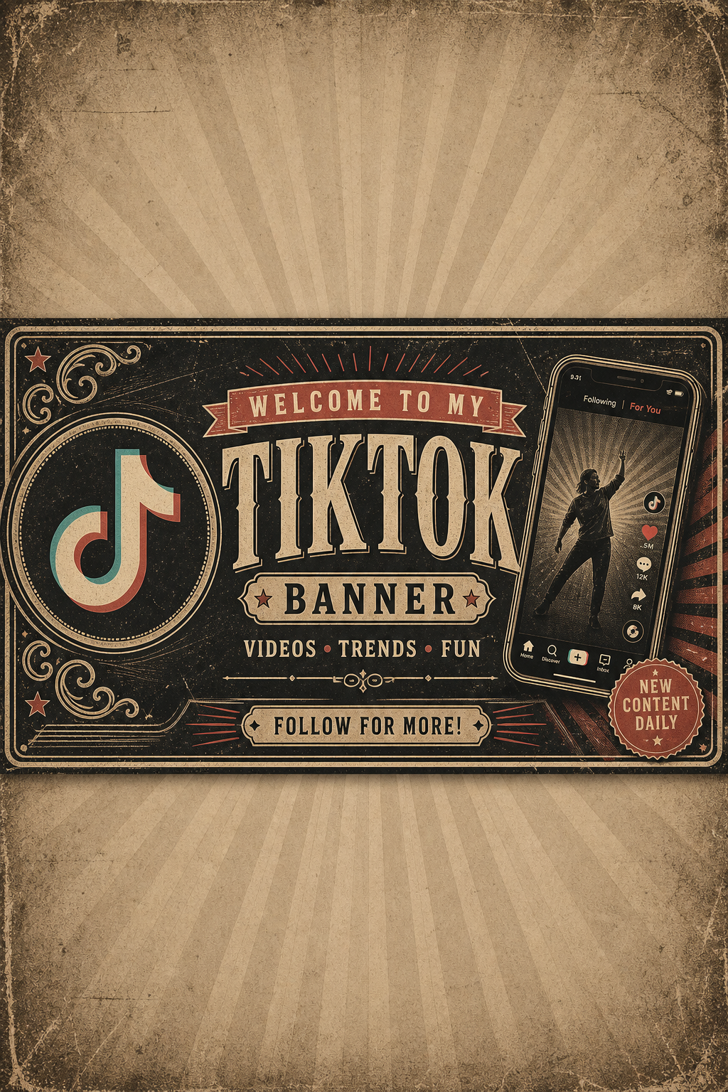 TikTok Banner — vintage style web banner