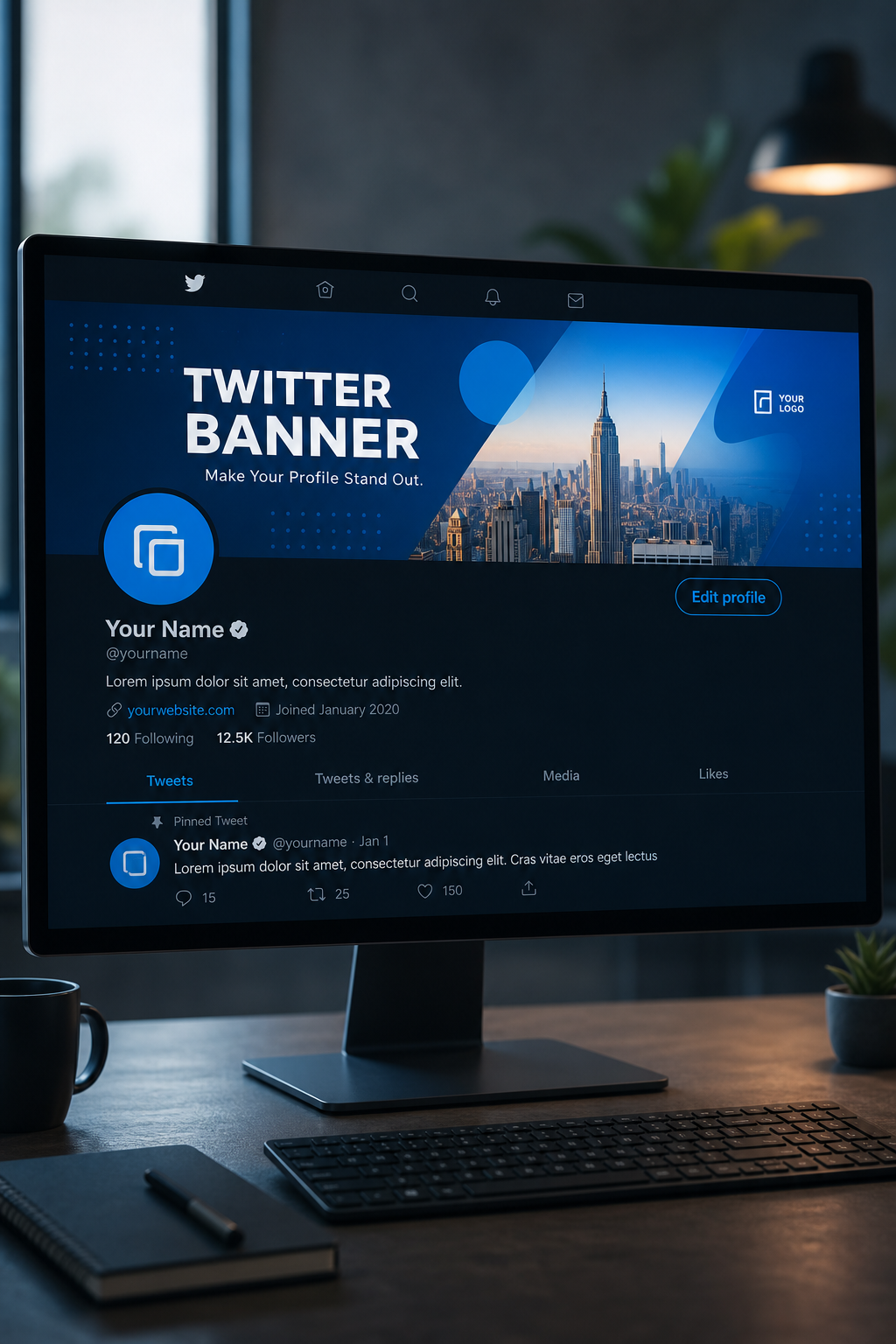 Twitter Banner — photo-realistic style web banner