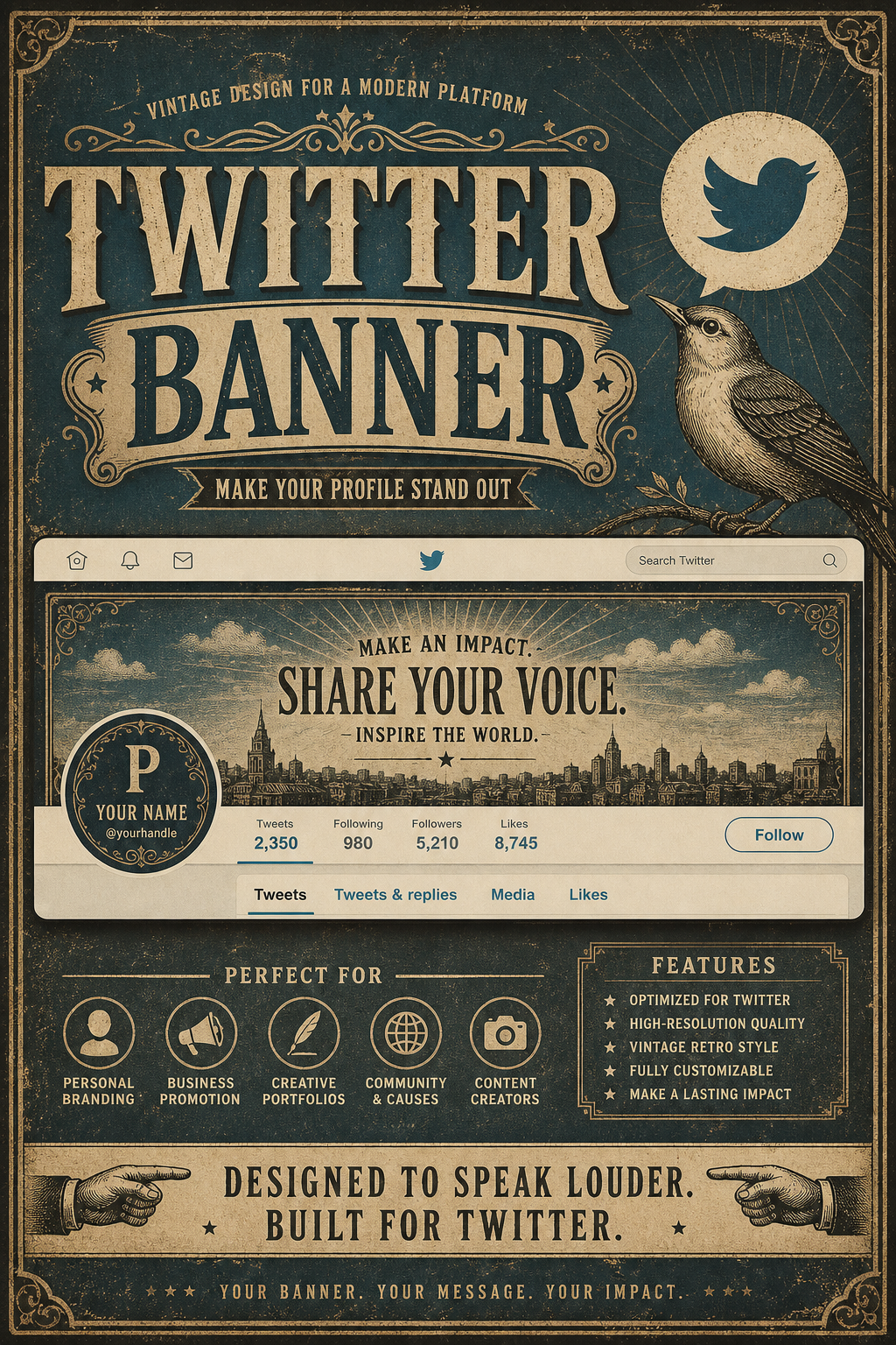 Twitter Banner — vintage style web banner