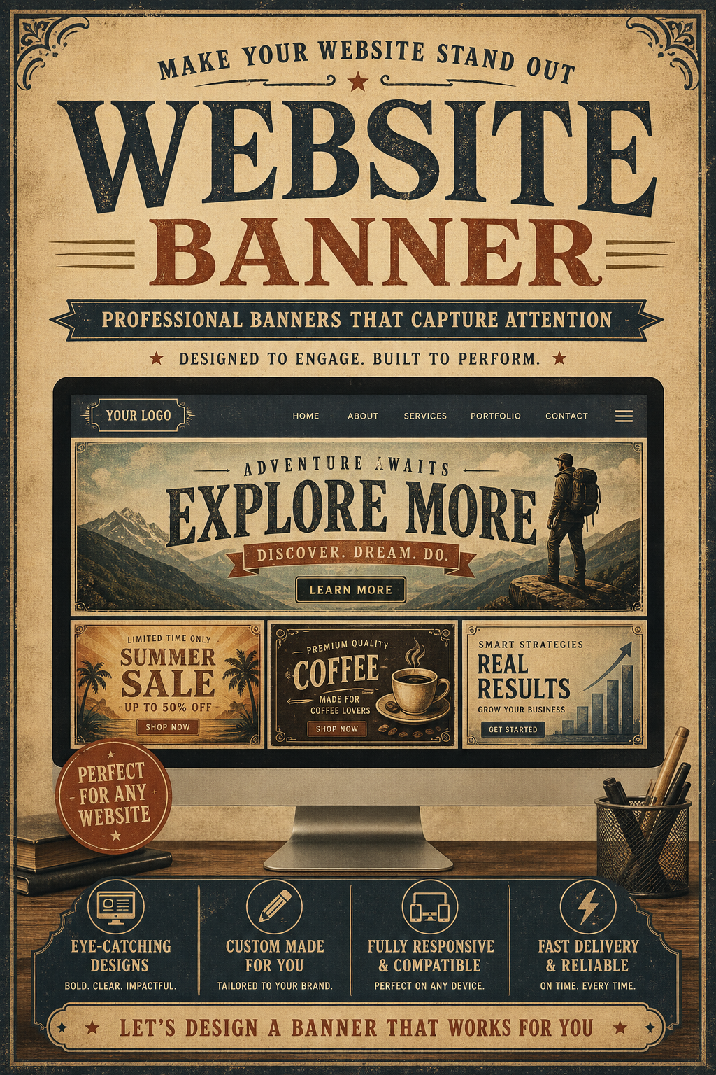 Website Banner — vintage style web banner