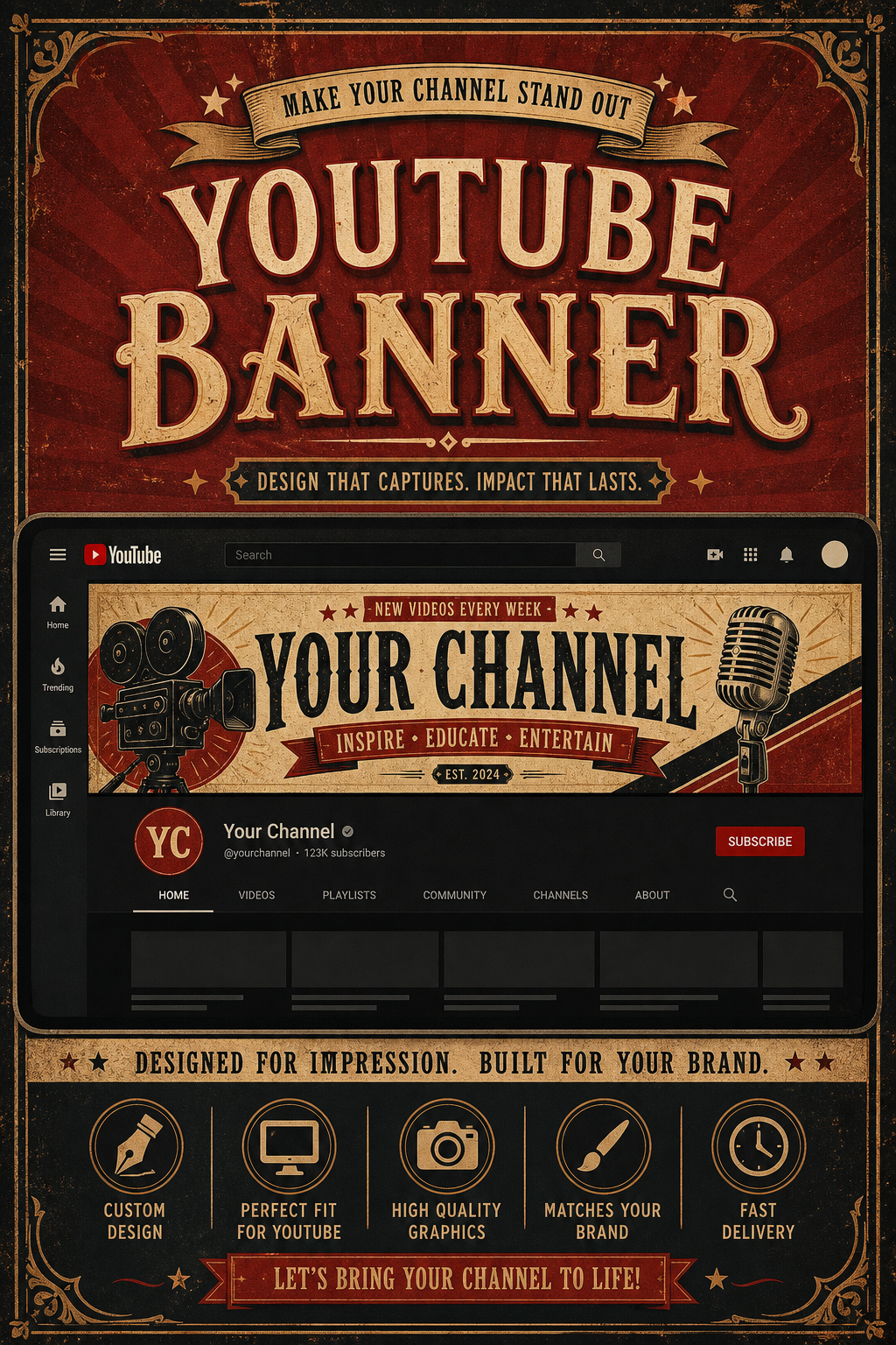 YouTube Banner — vintage style web banner