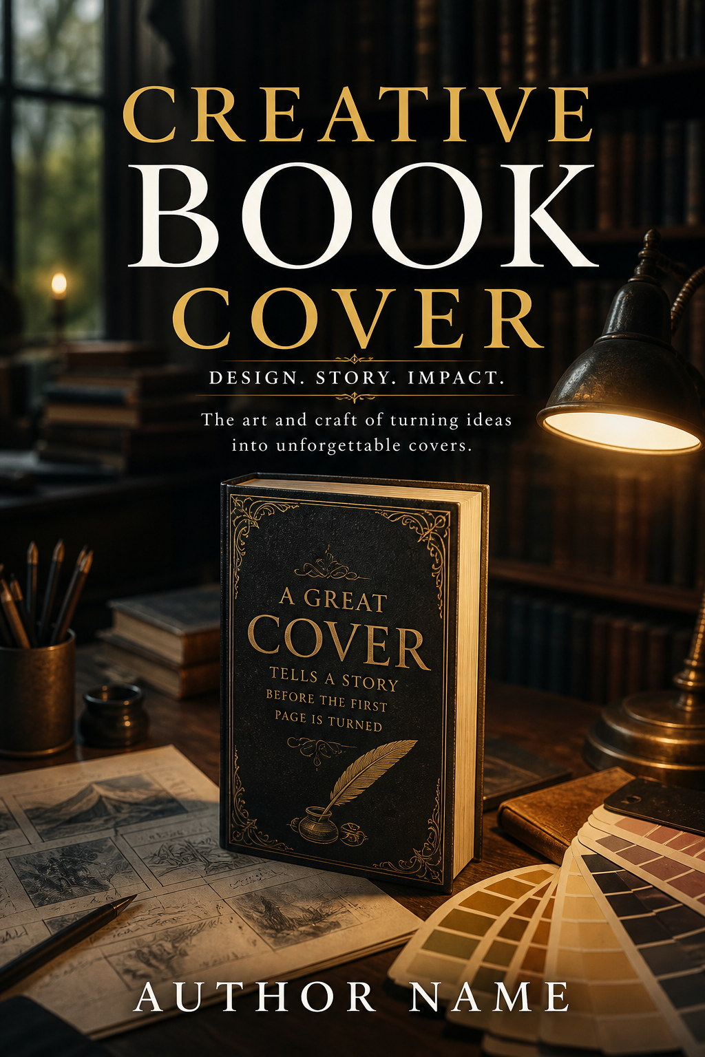 Creative Book Cover — photo-realistic style book cover