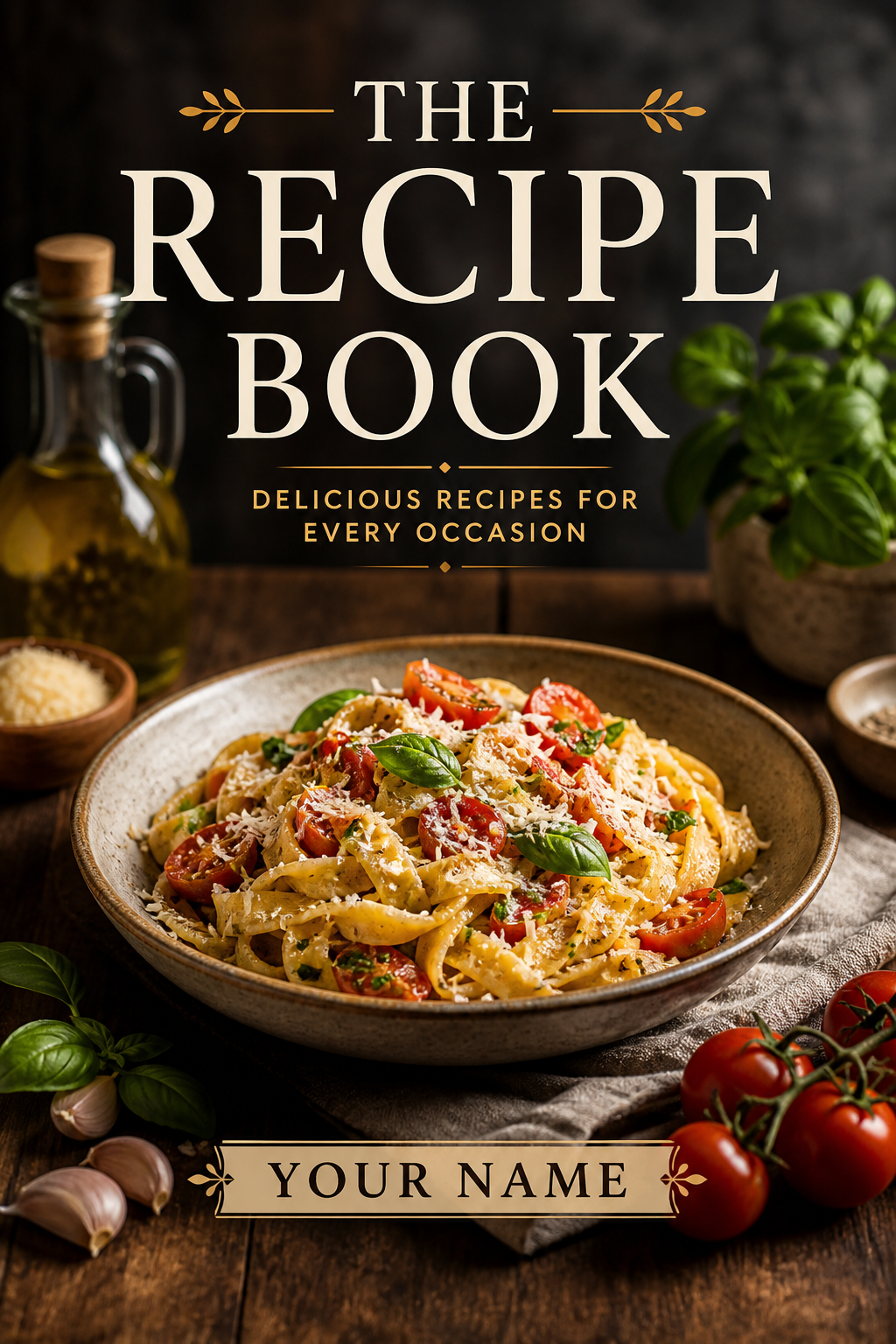 Recipe Book Cover — photo-realistic style book cover