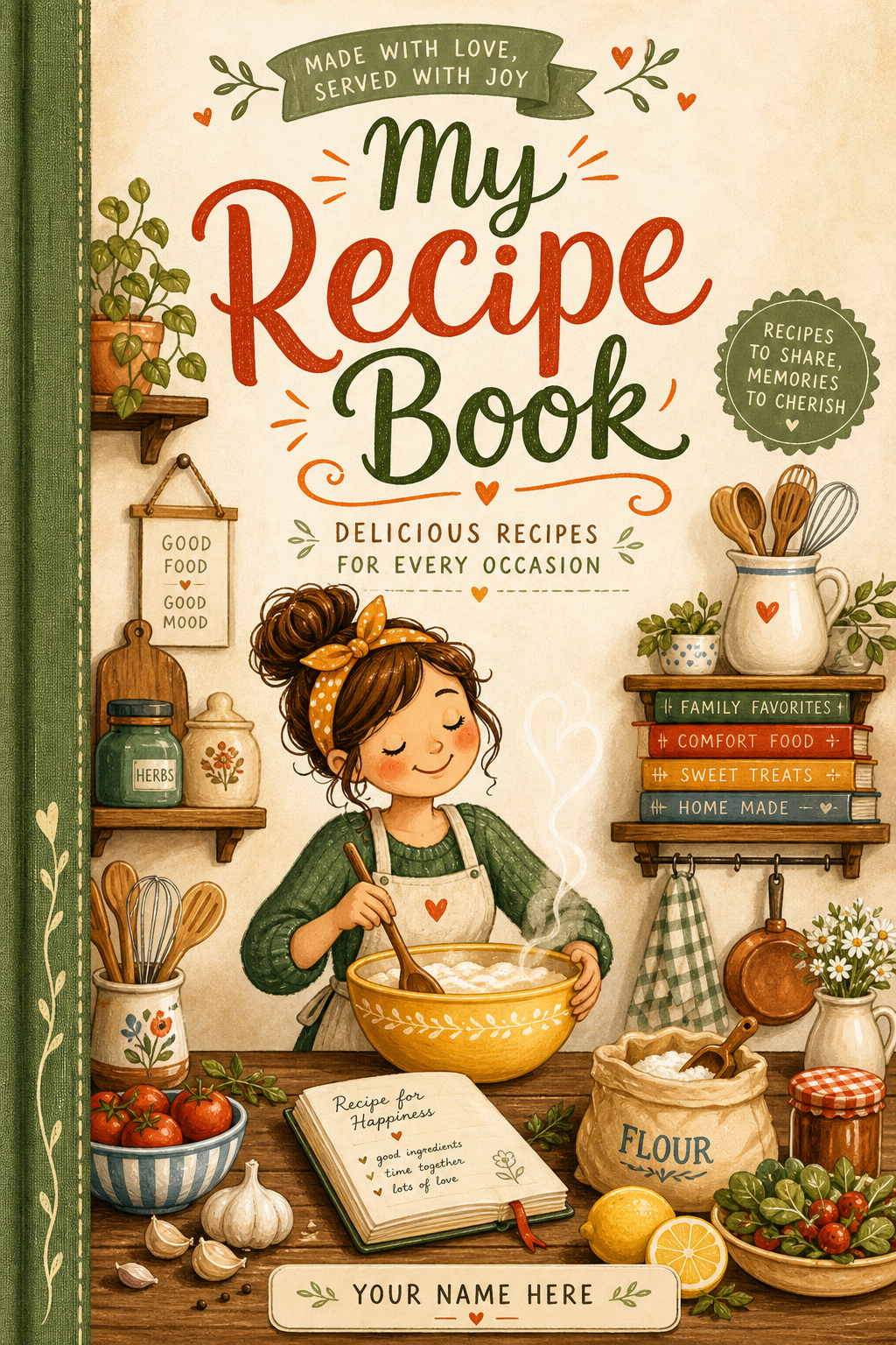 Recipe Book Cover — illustration style book cover