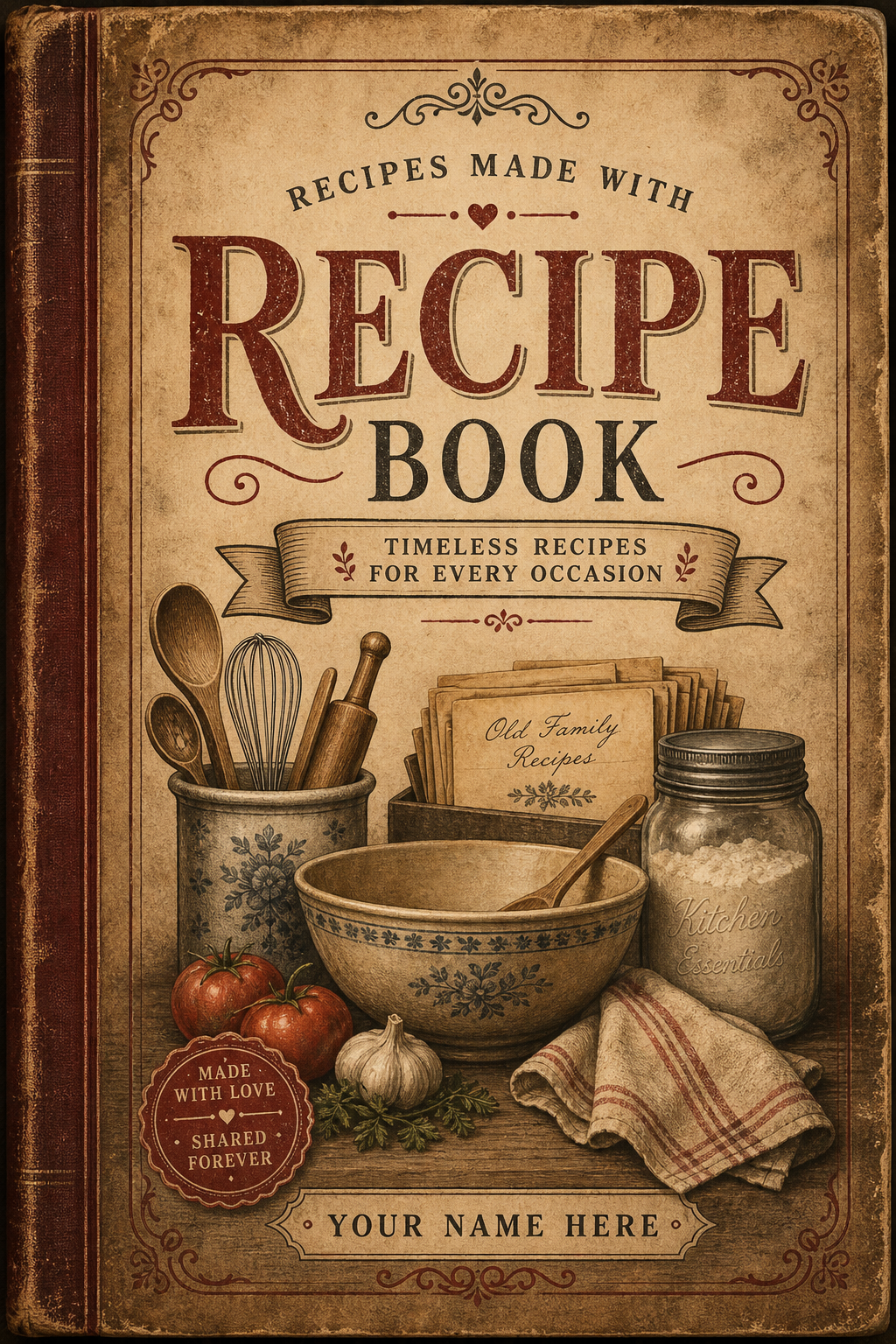Recipe Book Cover — vintage style book cover