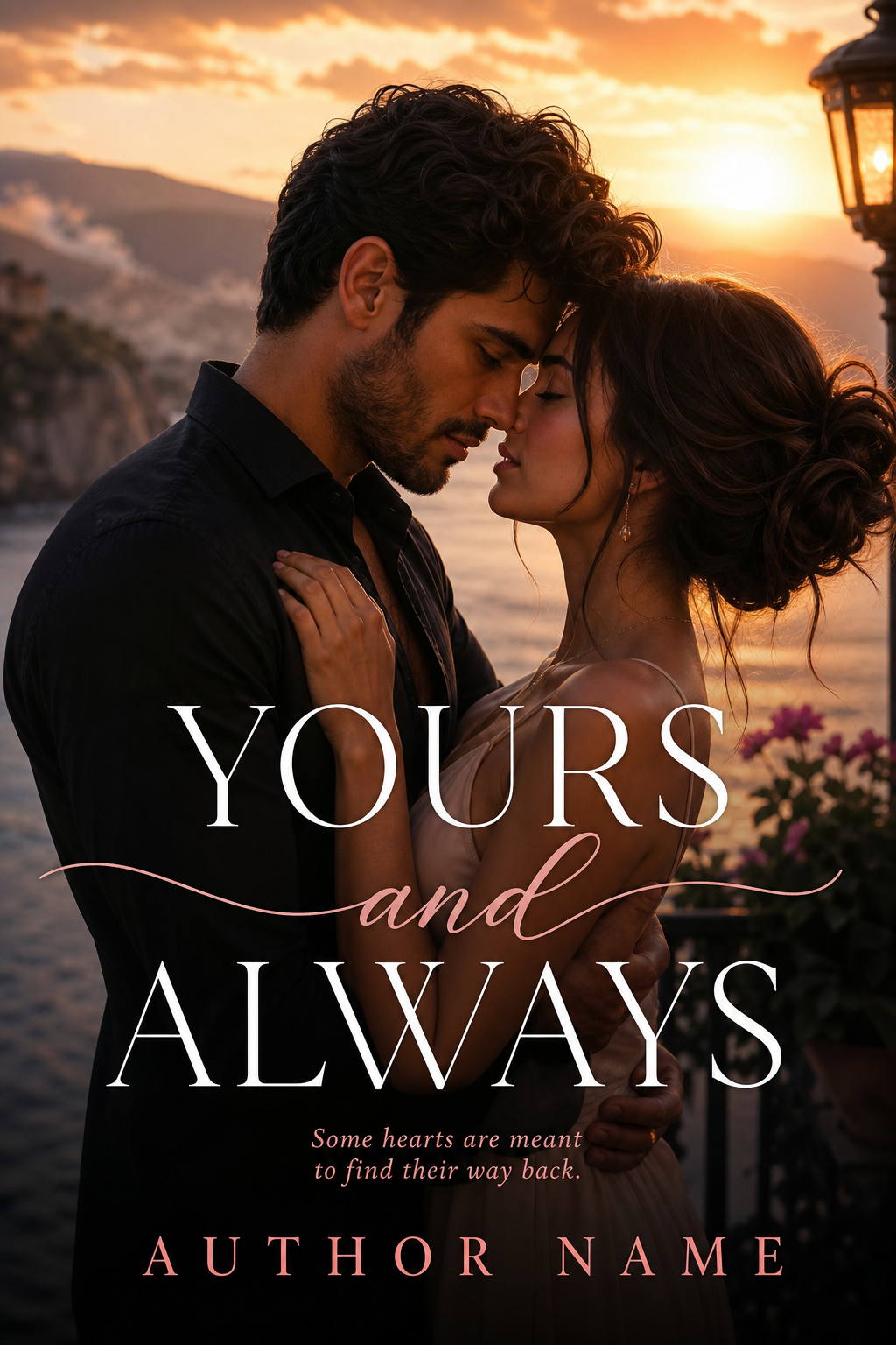 Romance Book Cover — photo-realistic style book cover