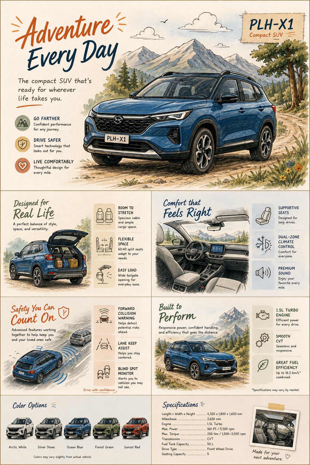 Car Brochure — illustration style brochure cover