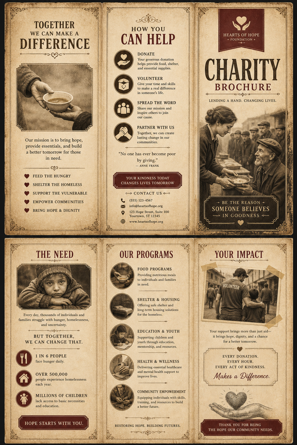 Charity Brochure — vintage style brochure cover