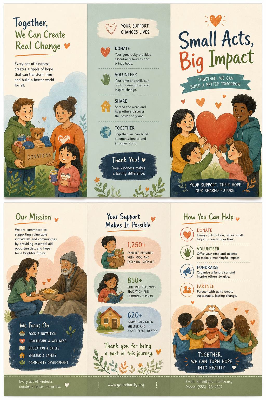 Charity Brochure — illustration style brochure cover