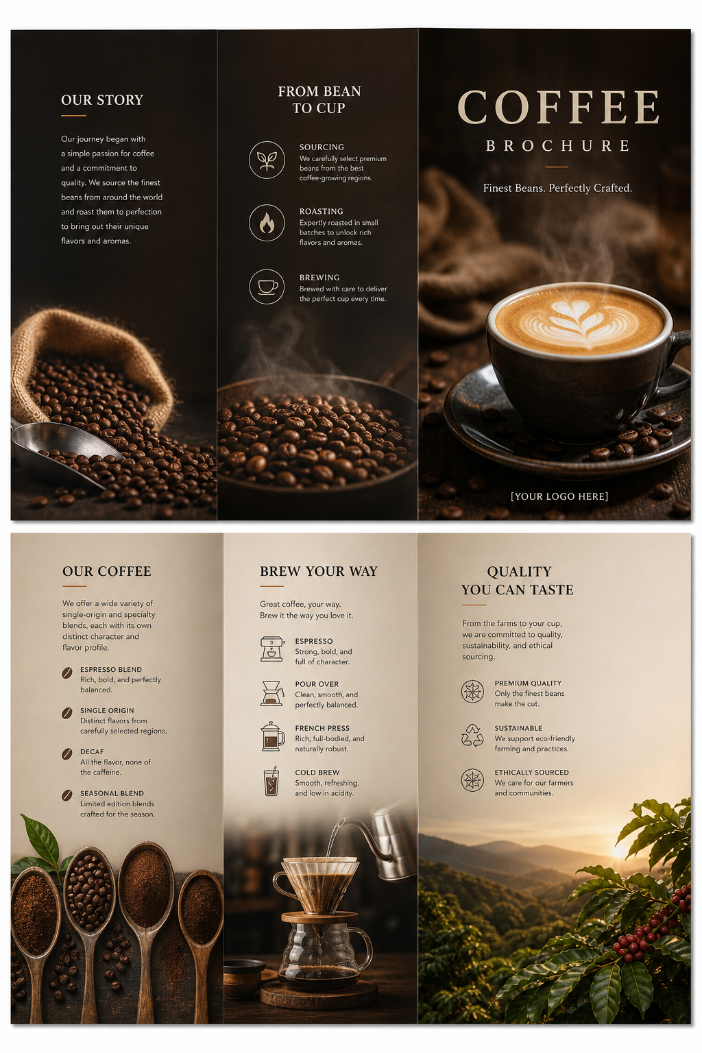 Coffee Brochure — photo-realistic style brochure cover