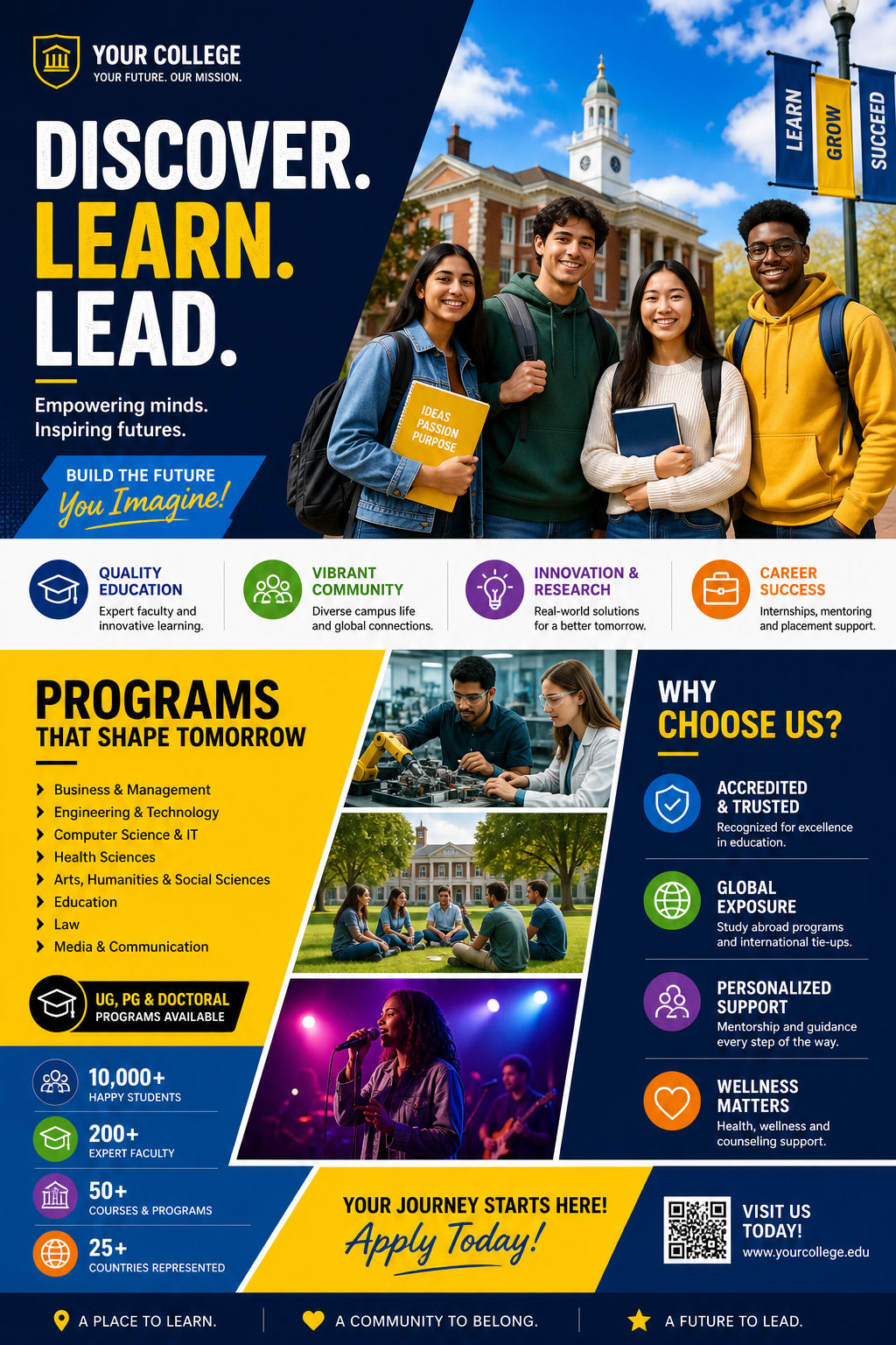 College Brochure — vibrant style brochure cover