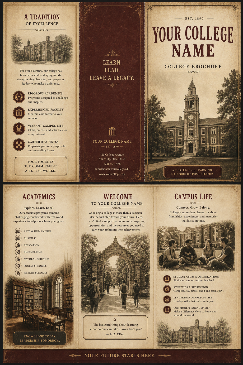 College Brochure — vintage style brochure cover